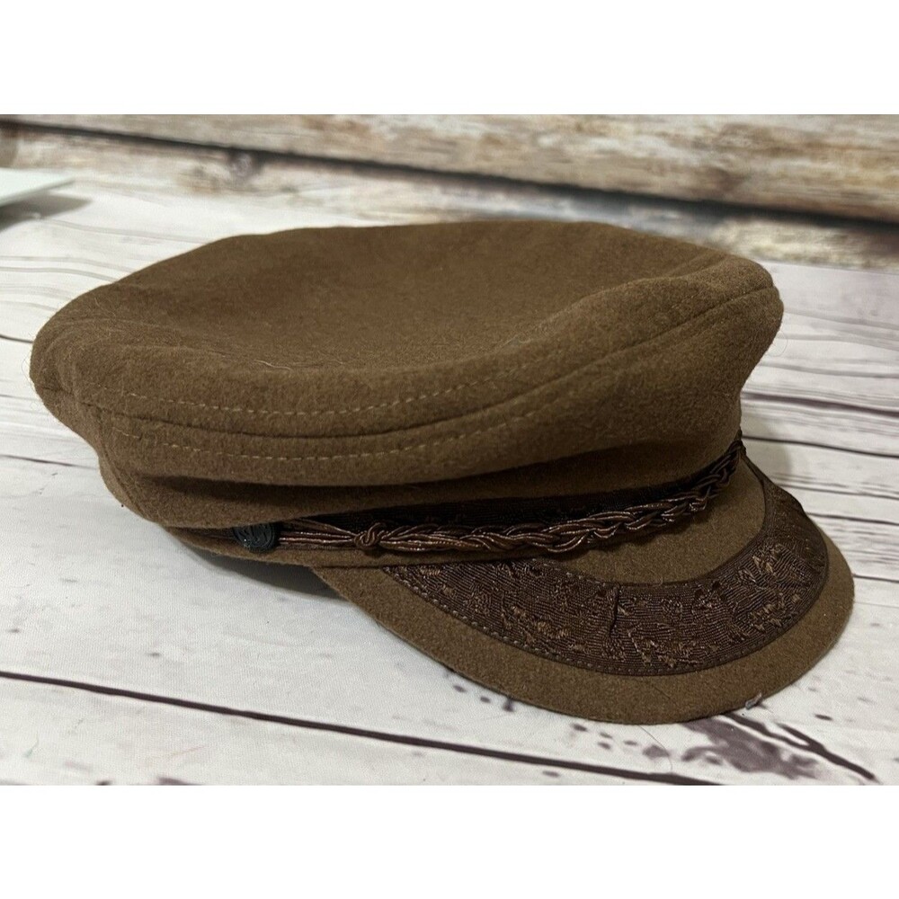 Brown Fisherman Cap with Braided Trim